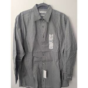 Nick Graham Men’s Large Stretch Modern Fit Dress Shirt Blue Geometric Button Up